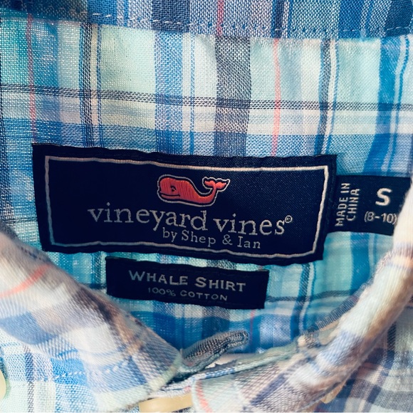 Vineyard Vines Whale Shirt in Blue Checkered Plaid - Picture 8 of 8